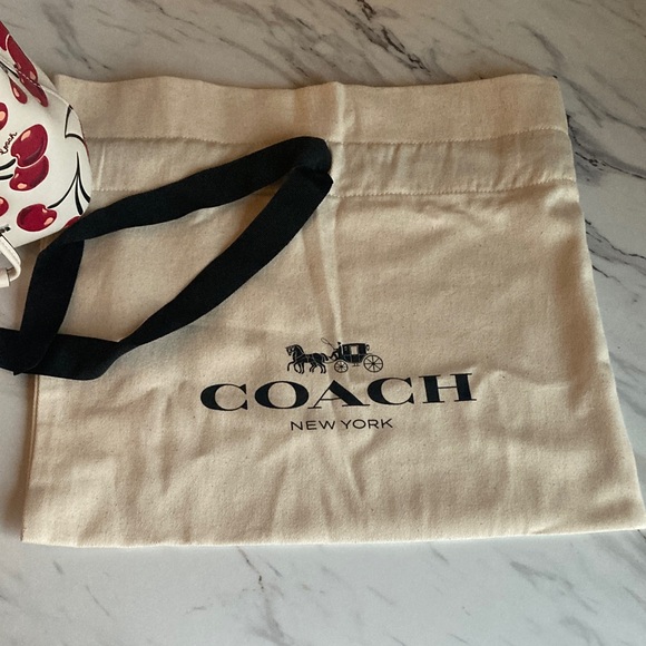 NWT Coach Cream Leather Mini Bucket Bag with Red Cherry Print - Picture 14 of 15